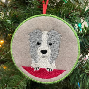 In The Hoop Embroidery Design Dog Breed Christmas Ornament – Border Collie