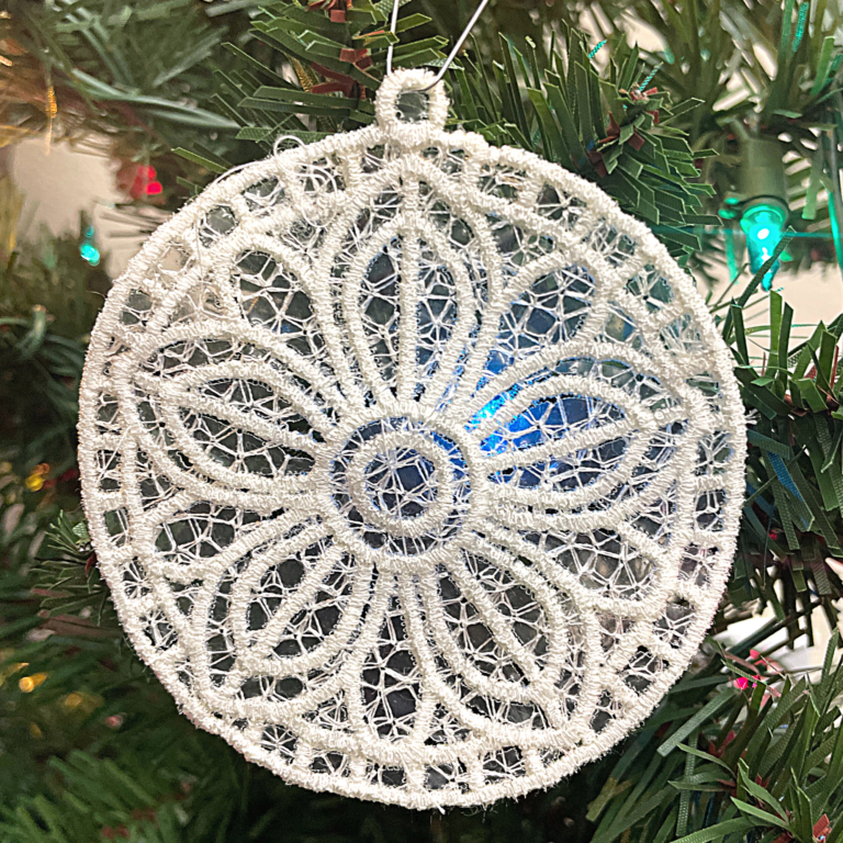 In The Hoop Embroidery Free Standing Lace Christmas Ornament Bright