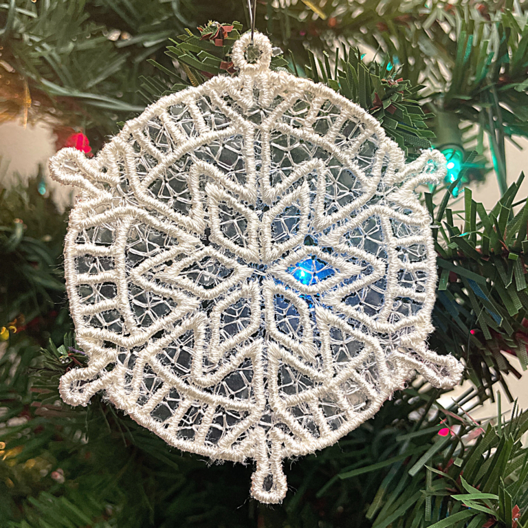 In The Hoop Embroidery Free Standing Lace Christmas Ornament Round