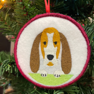 In The Hoop Embroidery Design Dog Breed Christmas Ornament – Basset Hound