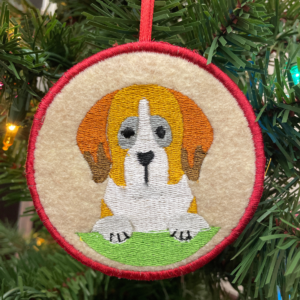 In The Hoop Embroidery Design Dog Breed Christmas Ornament – St Bernard