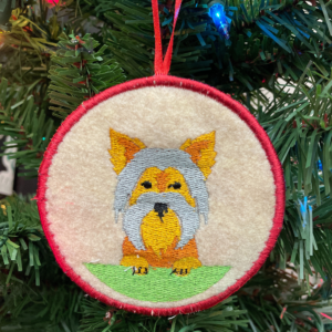 In The Hoop Embroidery Design Dog Breed Christmas Ornament – Yorkshire Terrier