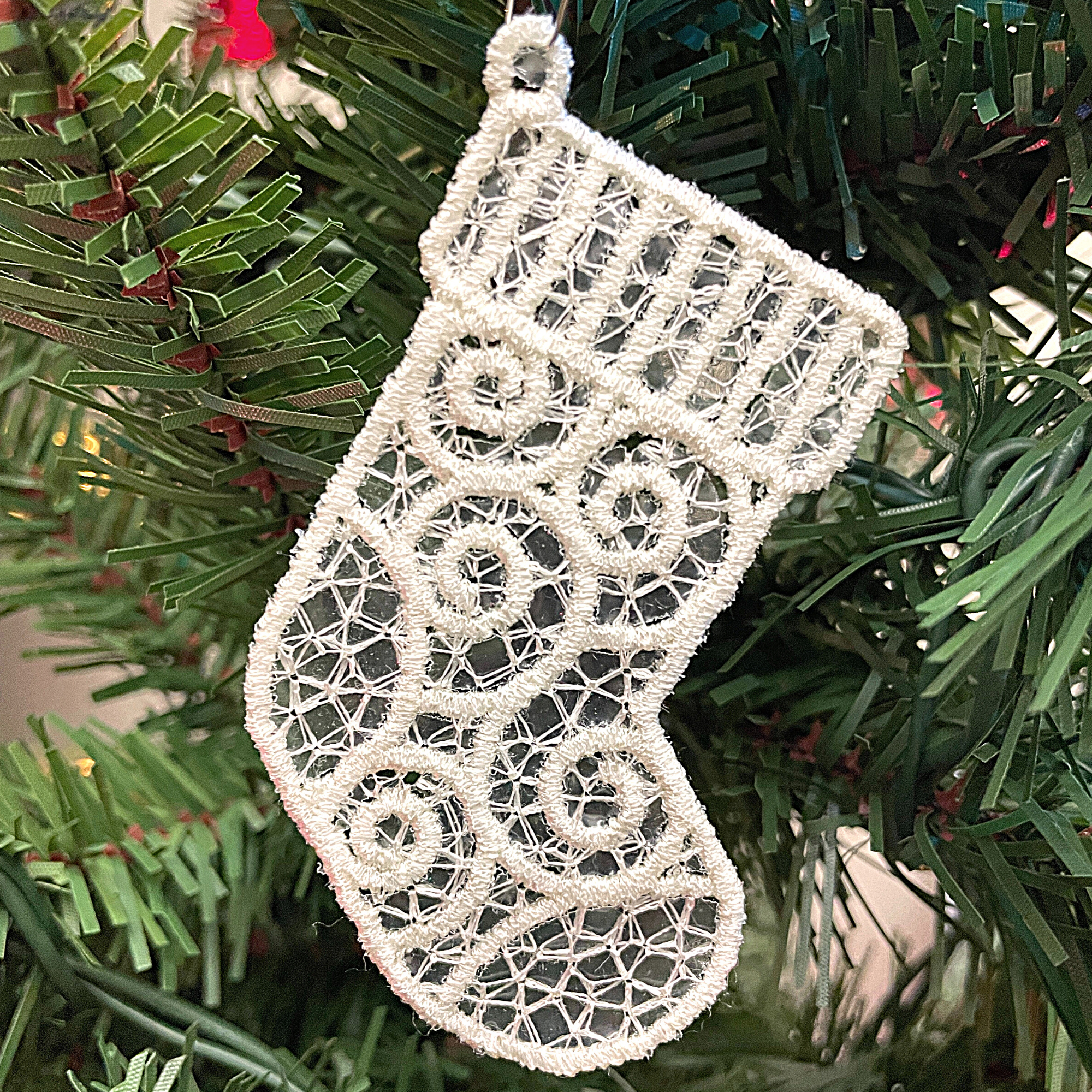 Christmas Stockings Machine Embroidered Lace Ornaments