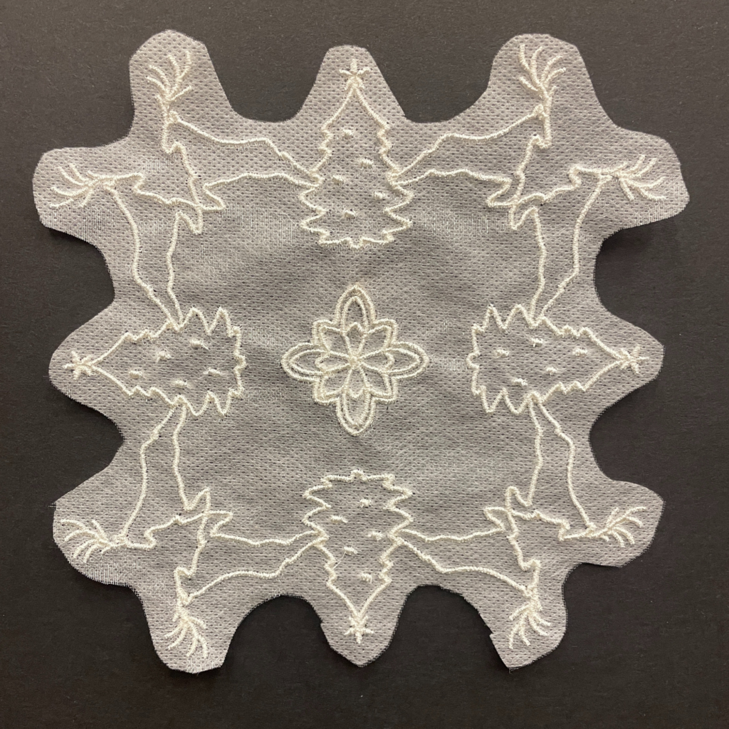 In The Hoop Machine Embroidery Organza Christmas Trees and Reindeer