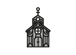 Freestanding Lace Ornament Church All in the Hoop Machine Embroidery Design