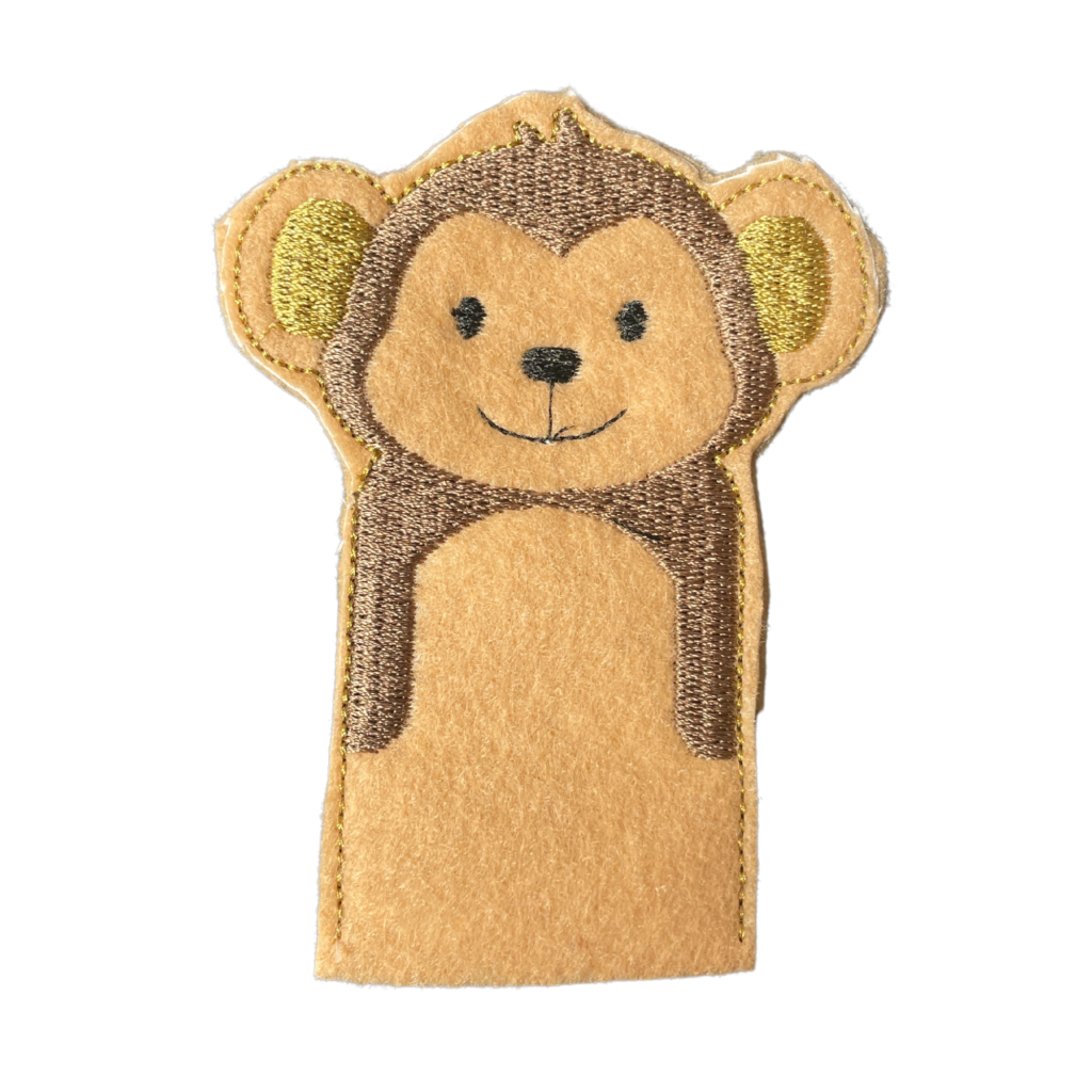 In The Hoop Zoo Monkey Finger Puppet Machine Embroidery Design All
