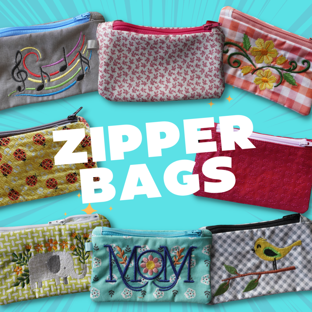 In The Hoop Zipper Bags Pack of 8 Zipper Bags All In The Hoop Machine