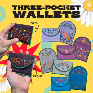 In The Hoop Machine Embroidery Design Three-Pocket Wallets Pack